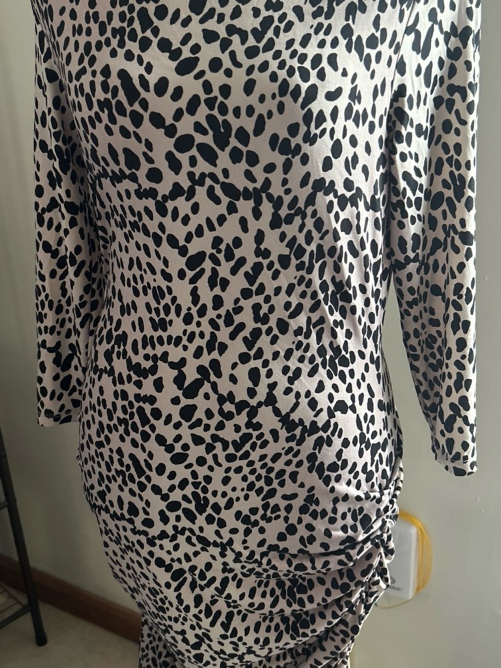Jennifer Lopez Black and White Dalmatian Print Dress